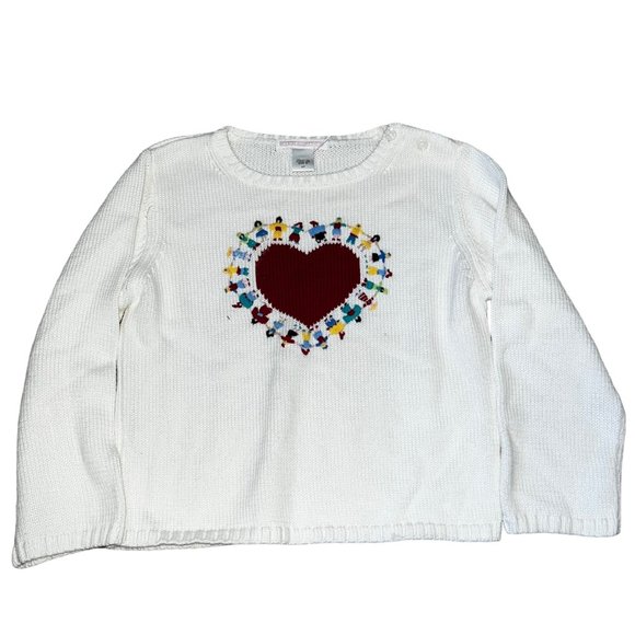 Janie and Jack Vintage World Peace on Earth Girls Sweater 4T NWOT - Picture 1 of 6